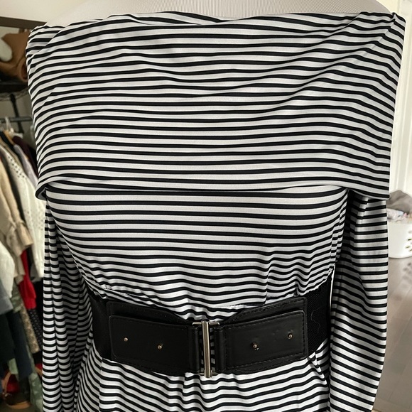 Black/white striped mid length dress, new - Picture 3 of 4